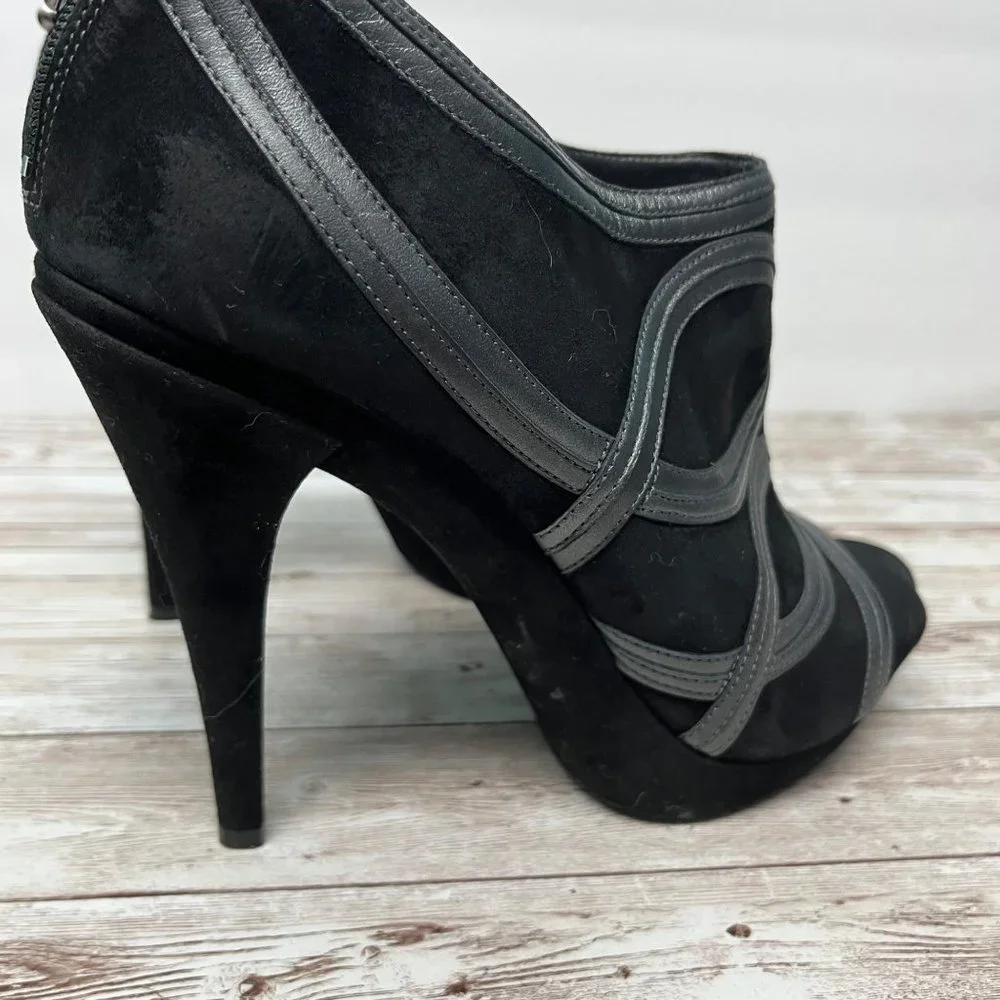 Via Spiga SIZE 10 Black Suede Platform 5” Heels Leather Booties - Picture 4 of 12